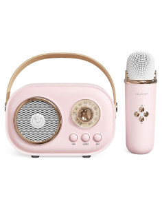 Mini Máquina de Karaoke Aresrora C20 Plus Rosa Bluetooth