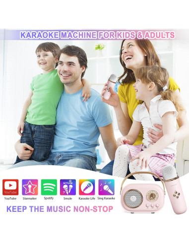 Mini Máquina de Karaoke Aresrora C20 Plus Rosa Bluetooth