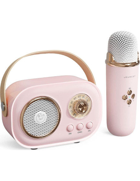 Mini Máquina de Karaoke Aresrora C20 Plus Rosa Bluetooth