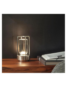 Lámpara de Mesa LED Recargable HAPYGI Plata 3 Colores