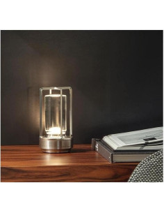Lámpara de Mesa LED Recargable HAPYGI Plata 3 Colores 2