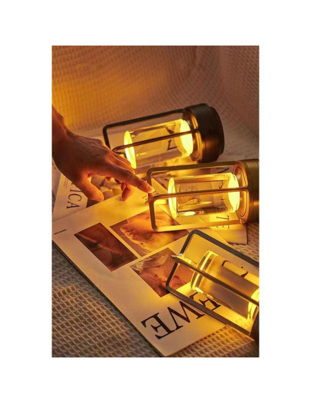 Lámpara de Mesa LED Recargable HAPYGI Plata 3 Colores