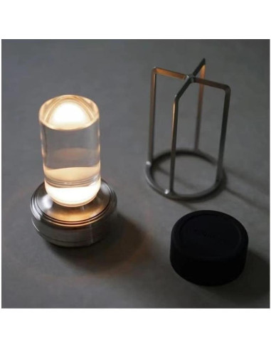 Lámpara de Mesa LED Recargable HAPYGI Plata 3 Colores