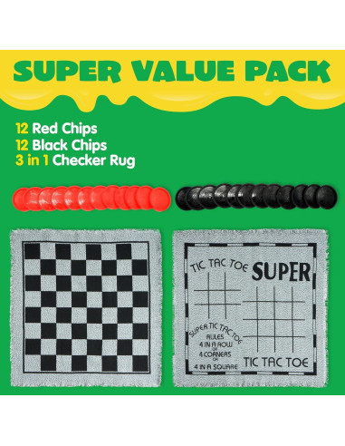 Juego de Mesa 3 en 1 Damas Gigantes JOYIN 24 Fichas