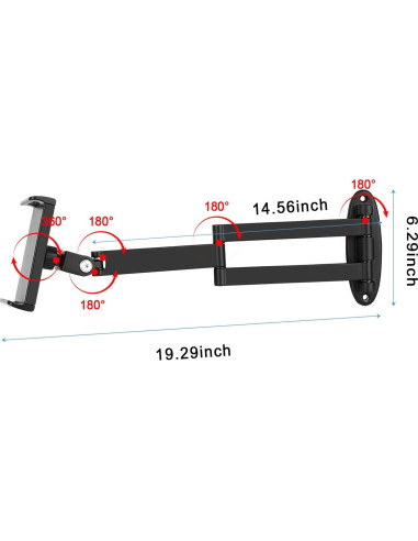 Soporte de Pared para Tablet GSRUAN Ajustable 360 Negro