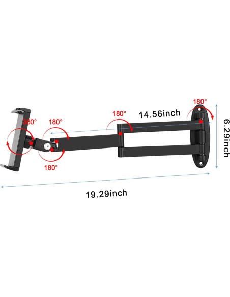 Soporte de Pared para Tablet GSRUAN Ajustable 360 Negro