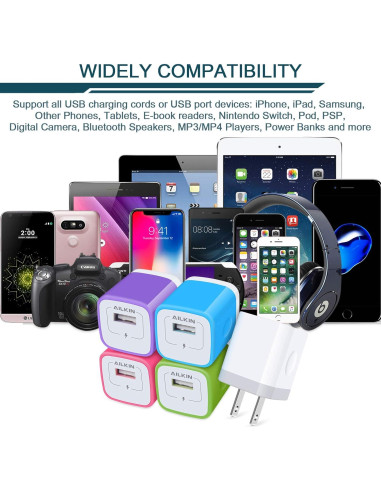 Cargador USB AILKIN 1A 5 Puertos Multicolor Carga Rápida