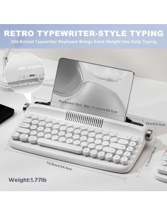 Teclado Inalámbrico YUNZII B307 Retro Estilo Máquina de Escribir 2