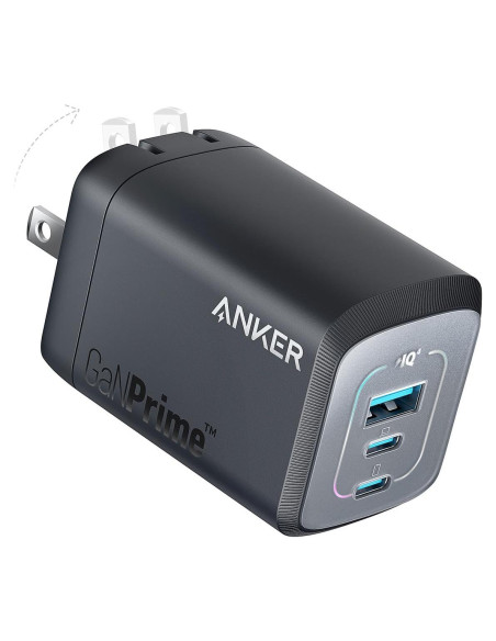 Cargador Anker Prime 100W USB-C GaN, 3 Puertos Rápidos Cargador Anker Prime 100W USB-C GaN, 3 Puertos Rápidos