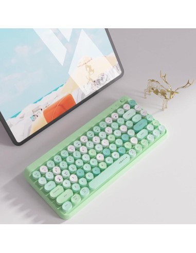 Teclado Bluetooth Portátil KKT 84 Teclas Colorido Verde