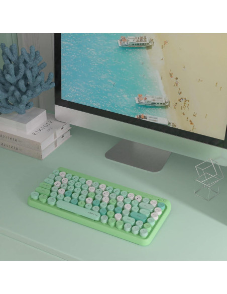 Teclado Bluetooth Portátil KKT 84 Teclas Colorido Verde