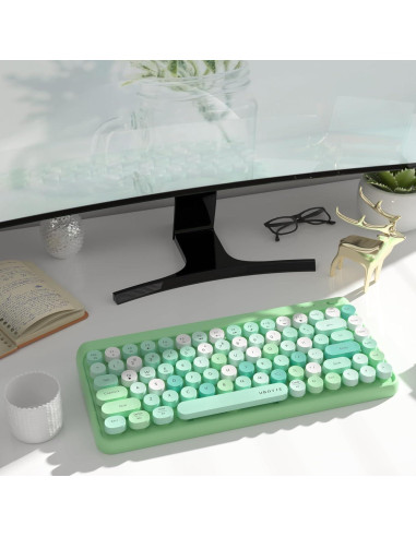 Teclado Bluetooth Portátil KKT 84 Teclas Colorido Verde