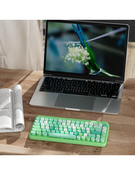 Teclado Bluetooth Portátil KKT 84 Teclas Colorido Verde