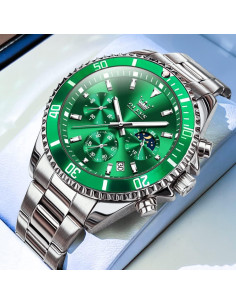 Reloj de Hombre OLEVS Analógico Acero Inoxidable Verde 2