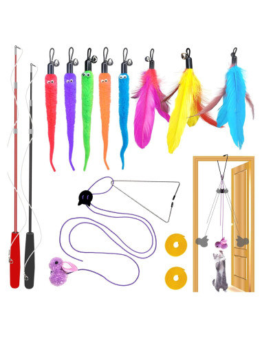 Juguetes Interactivos para Gatos ZPH - Varita Retráctil y Teasers