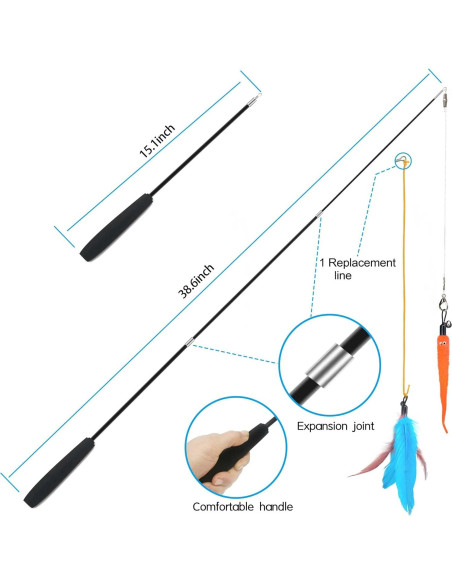 Juguetes Interactivos para Gatos ZPH - Varita Retráctil y Teasers Juguetes Interactivos para Gatos ZPH - Varita Retráctil y Teasers