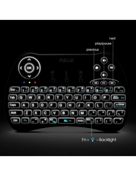 Teclado Mini Inalámbrico Reiie H9+ con Touchpad y LED