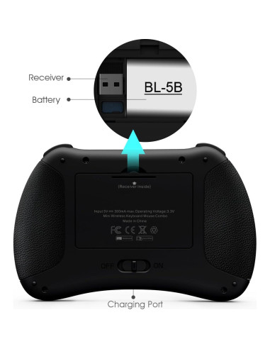 Teclado Mini Inalámbrico Reiie H9+ con Touchpad y LED