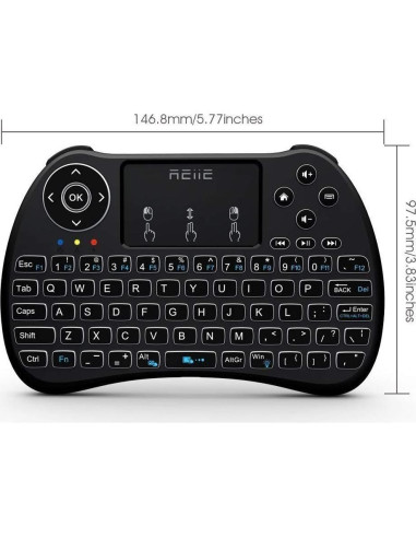 Teclado Mini Inalámbrico Reiie H9+ con Touchpad y LED