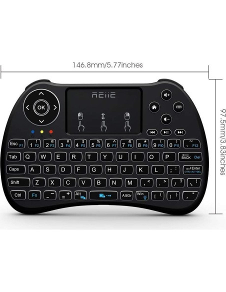 Teclado Mini Inalámbrico Reiie H9+ con Touchpad y LED