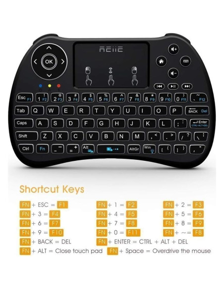 Teclado Mini Inalámbrico Reiie H9+ con Touchpad y LED