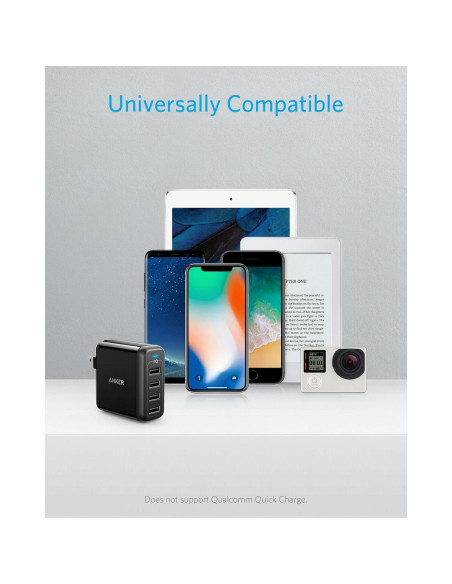 Cargador USB Anker PowerPort 4 de 40W y 4 Puertos Plegable