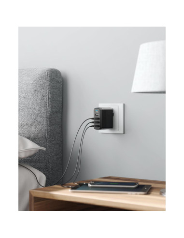 Cargador USB Anker PowerPort 4 de 40W y 4 Puertos Plegable