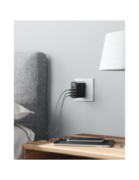 Cargador USB Anker PowerPort 4 de 40W y 4 Puertos Plegable