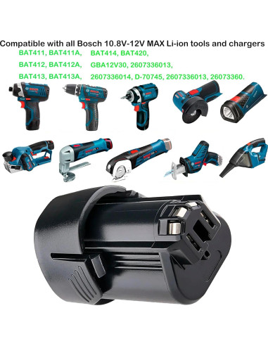 Batería Litio 12V 1500mAh TAWUZUOR Compatible Bosch