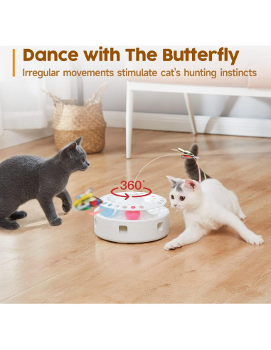 Juguete Interactivo para Gatos Potaroma 3 en 1 USB Blanco