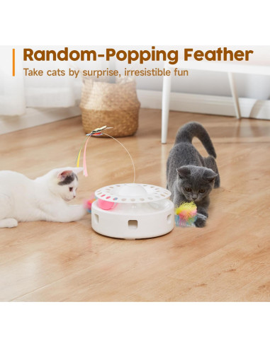Juguete Interactivo para Gatos Potaroma 3 en 1 USB Blanco