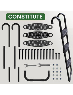 Escalera de Trampolín Eurmax 3 Pasos Acero 99.79 kg Negra 2