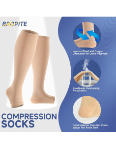 Calcetines de Compresión Bropite Punta Abierta 15-20 mmHg 2 Pares 2