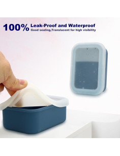 Estuche de Jabón de Viaje HAYSNA Azul Silicona a Prueba de Fugas 2