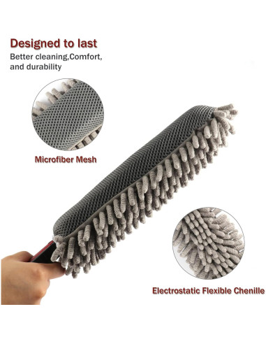 Duster Mini Amiss de Microfibra para Auto y Hogar - Gris