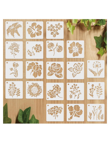 20 Plantillas Reutilizables de Flores 7.62 cm Resflyar