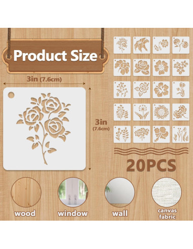 20 Plantillas Reutilizables de Flores 7.62 cm Resflyar