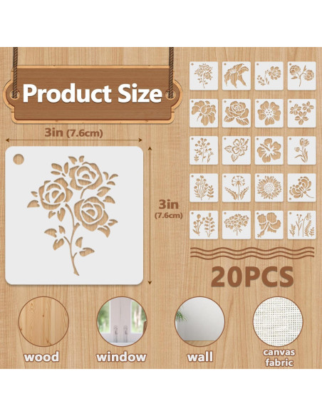 20 Plantillas Reutilizables de Flores 7.62 cm Resflyar 20 Plantillas Reutilizables de Flores 7.62 cm Resflyar