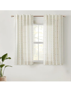 Cortinas de Lino Rosa Boho Taupe 86x114 cm Paquete de 2 2