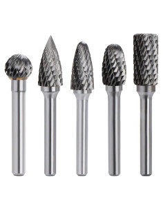 Juego de Fresas Rotativas ASNOMY 5PCS Carburo Doble Corte 10mm