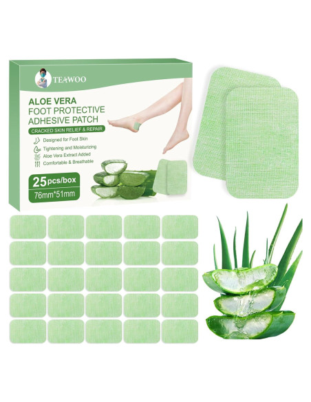 Parches para Talones Agrietados TEAWOO 25PCS Aloe Vera