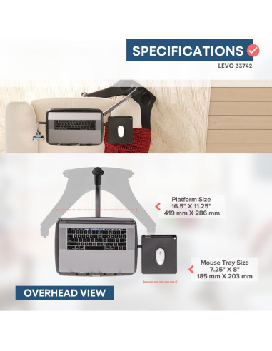 Carro de Escritorio Móvil LEVO G2 V16 para Laptop Negro