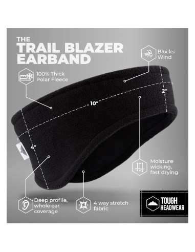 Cinta para la cabeza Tough Headwear de forro polar negra