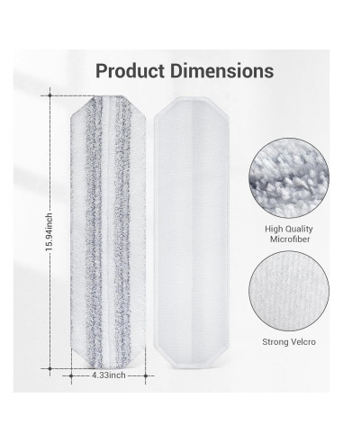 10 Almohadillas Reemplazo Microfibra Mopas Vileda H2prO 40.5x11cm