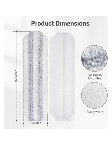 10 Almohadillas Reemplazo Microfibra Mopas Vileda H2prO 40.5x11cm