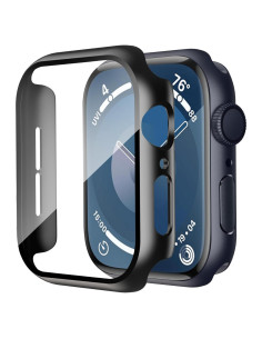 Funda Dura Sonriente para Apple Watch 44mm - Negra con Vidrio Templado