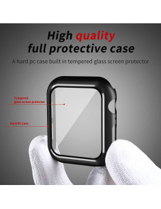 Funda Dura Sonriente para Apple Watch 44mm - Negra con Vidrio Templado 2