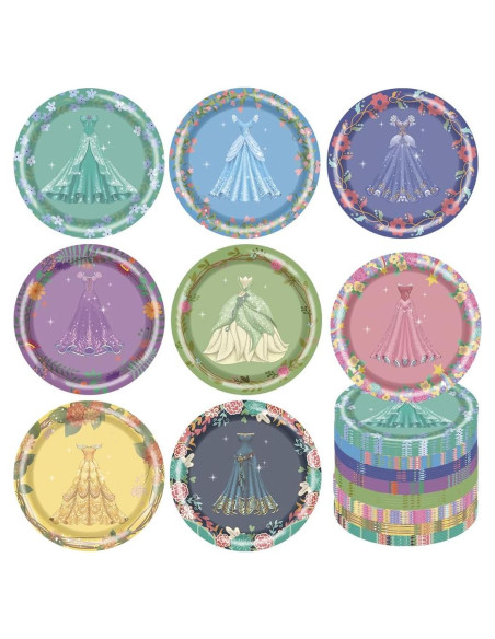 40 Platos de Papel Desechables Daapiishuu 17.78 cm Princesa