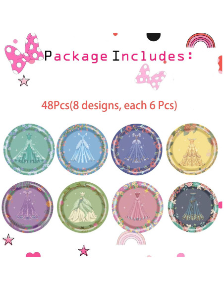 40 Platos de Papel Desechables Daapiishuu 17.78 cm Princesa