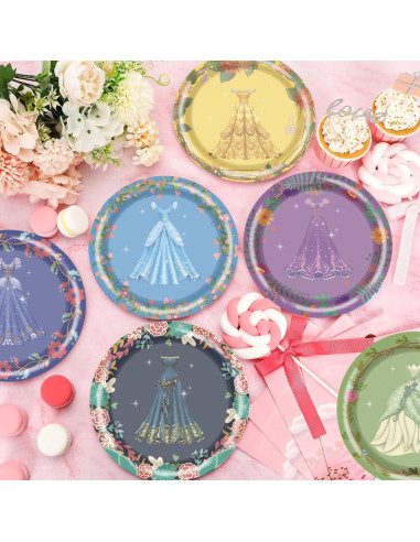 40 Platos de Papel Desechables Daapiishuu 17.78 cm Princesa